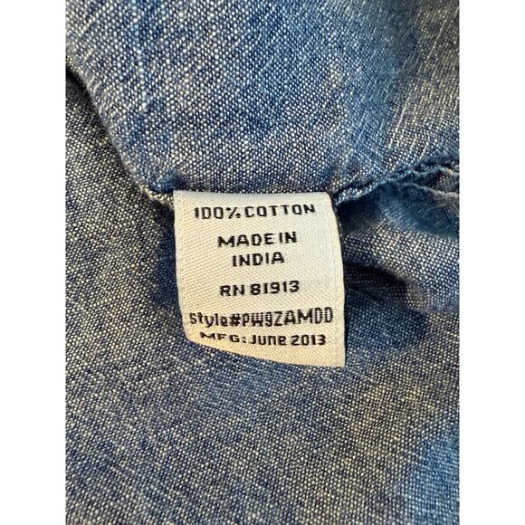 PD&C Denim Snap Button Western Shirt Men’s Medium Chambray Vintage Look - Picture 4 of 9